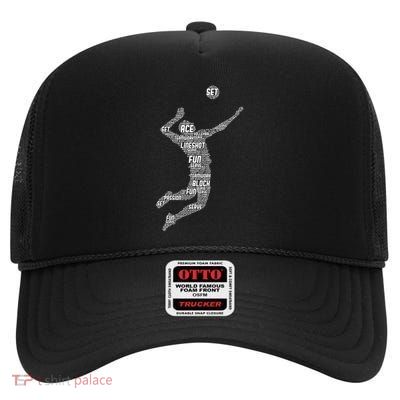 Volleyball Player High Crown Mesh Back Trucker Hat