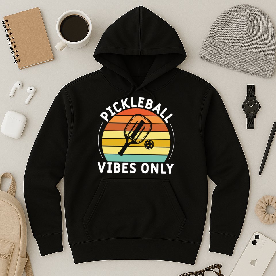 Vintage Pickleball Vibes Only Gift Pickleball Paddles Hoodie