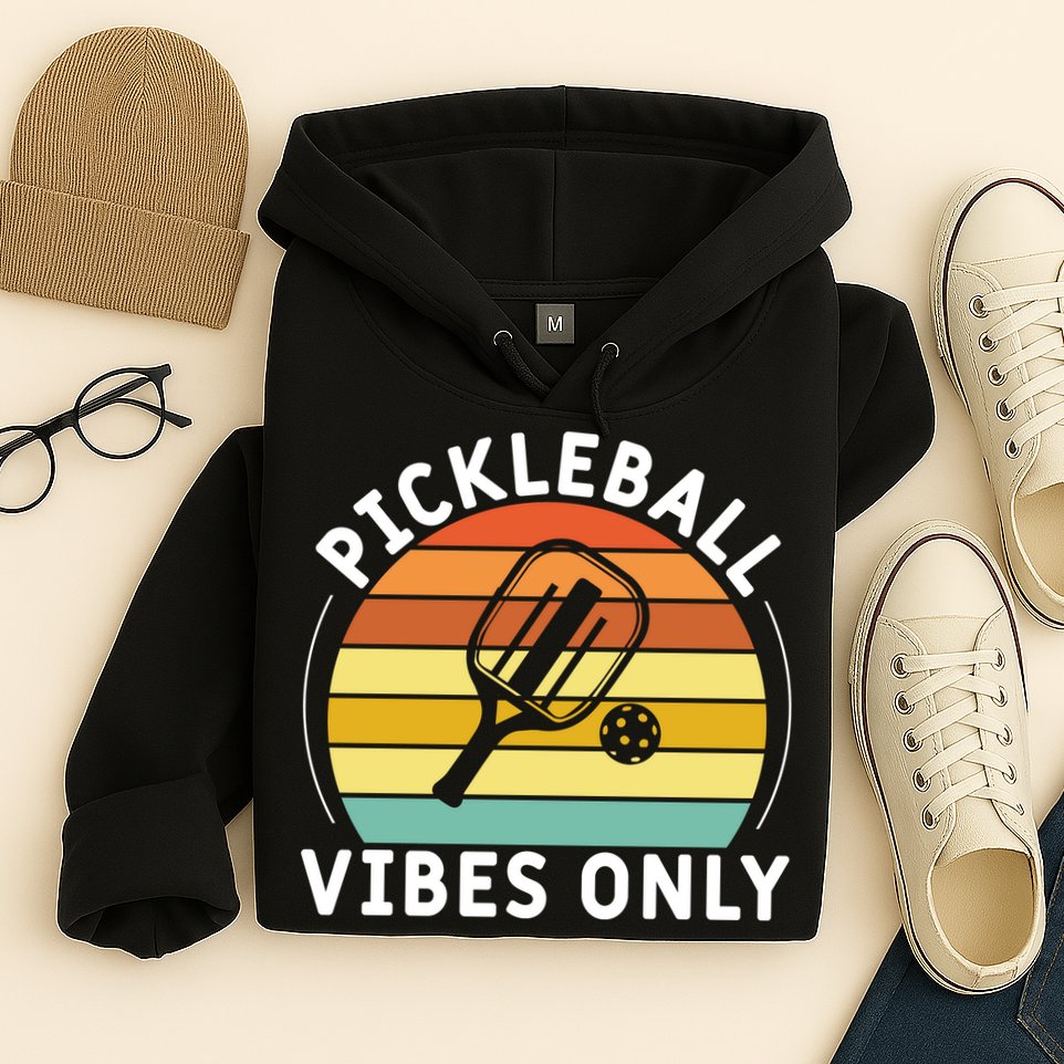 Vintage Pickleball Vibes Only Gift Pickleball Paddles Hoodie