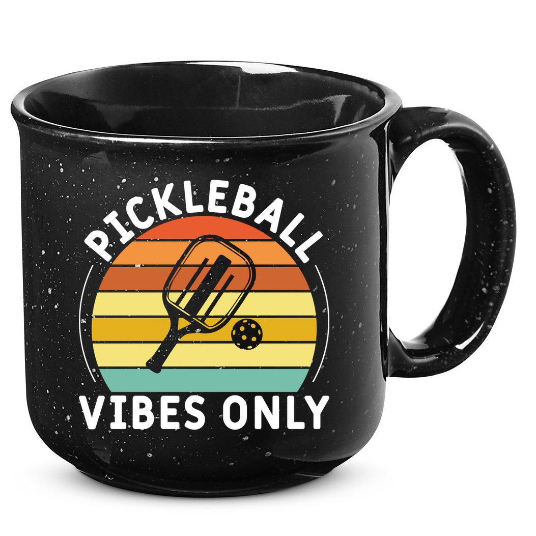 Vintage Pickleball Vibes Only Gift Pickleball Paddles 15oz Campfire Ceramic Mug