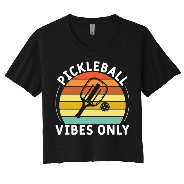 Vintage Pickleball Vibes Only Gift Pickleball Paddles Crop Top