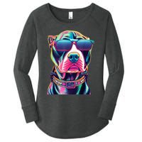 Vibrant Pitbull Wearing Sunglasses Women's Perfect Tri Tunic Long Sleeve Shirt