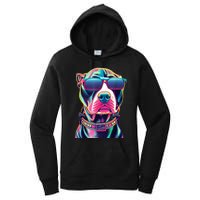 Vibrant Pitbull Wearing Sunglasses Women's Pullover Hoodie