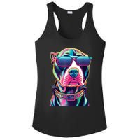 Vibrant Pitbull Wearing Sunglasses Ladies PosiCharge Competitor Racerback Tank