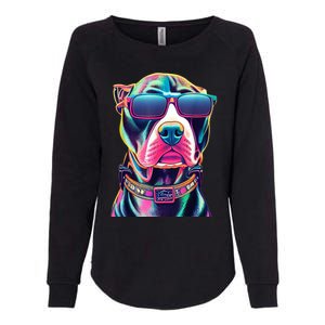 Vibrant Pitbull Wearing Sunglasses Womens California Wash Sweatshirt