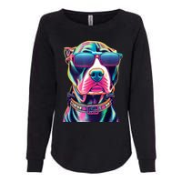 Vibrant Pitbull Wearing Sunglasses Womens California Wash Sweatshirt