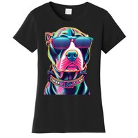 Vibrant Pitbull Wearing Sunglasses Women's T-Shirt