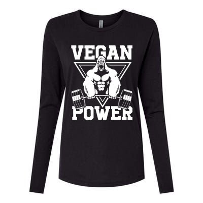 Vegan Power Workout Muscle Gorilla Bodybuilding Womens Cotton Relaxed Long Sleeve T-Shirt