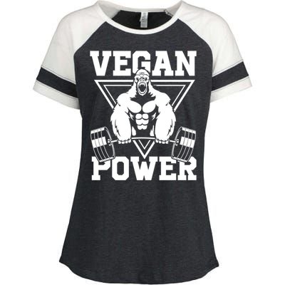 Vegan Power Workout Muscle Gorilla Bodybuilding Enza Ladies Jersey Colorblock Tee