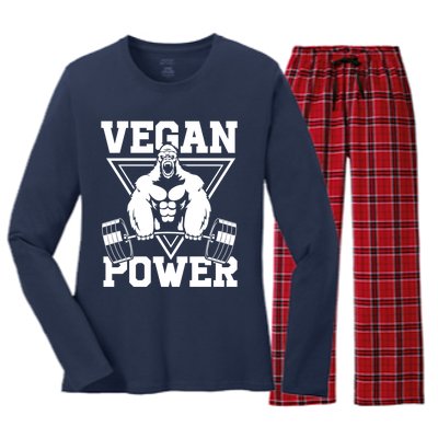 Vegan Power Workout Muscle Gorilla Bodybuilding Women's Long Sleeve Flannel Pajama Set 