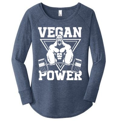 Vegan Power Workout Muscle Gorilla Bodybuilding Women's Perfect Tri Tunic Long Sleeve Shirt