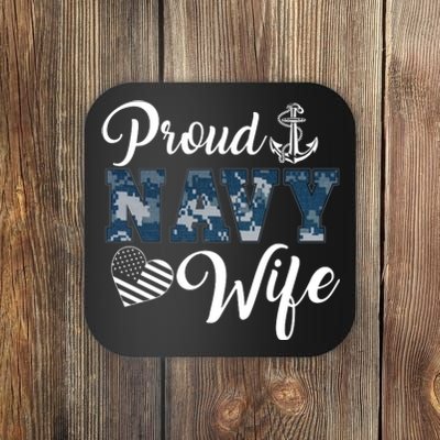 Vintage Proud Wife Of A Navy For Veteran Gift Coaster