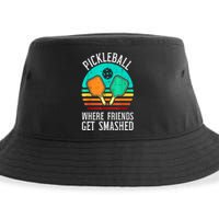 Vintage Pickleball Where Friends Get Smashed Pickle Ball Gift Sustainable Bucket Hat