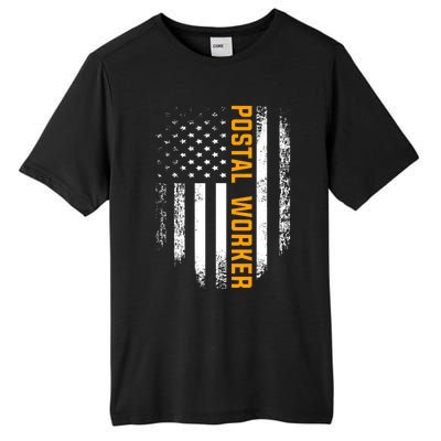 Vintage Postal Worker American Flag Us Postal Service Gift Tall Fusion ChromaSoft Performance T-Shirt