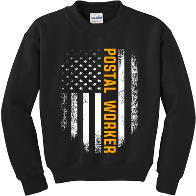 Vintage Postal Worker American Flag Us Postal Service Gift Kids Sweatshirt