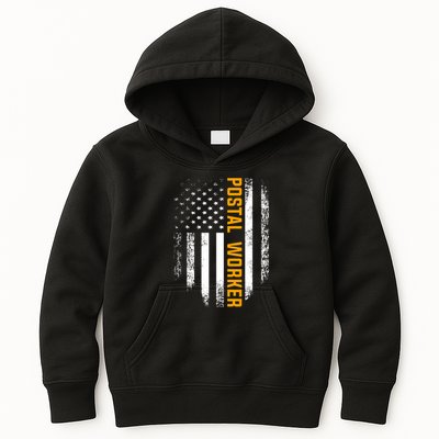 Vintage Postal Worker American Flag Us Postal Service Gift Kids Hoodie