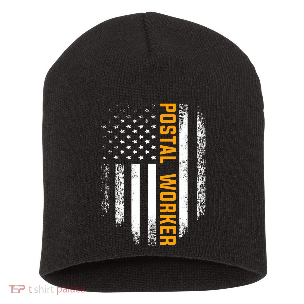 Vintage Postal Worker American Flag Us Postal Service Gift Short Acrylic Beanie