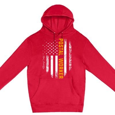 Vintage Postal Worker American Flag Us Postal Service Gift Premium Pullover Hoodie