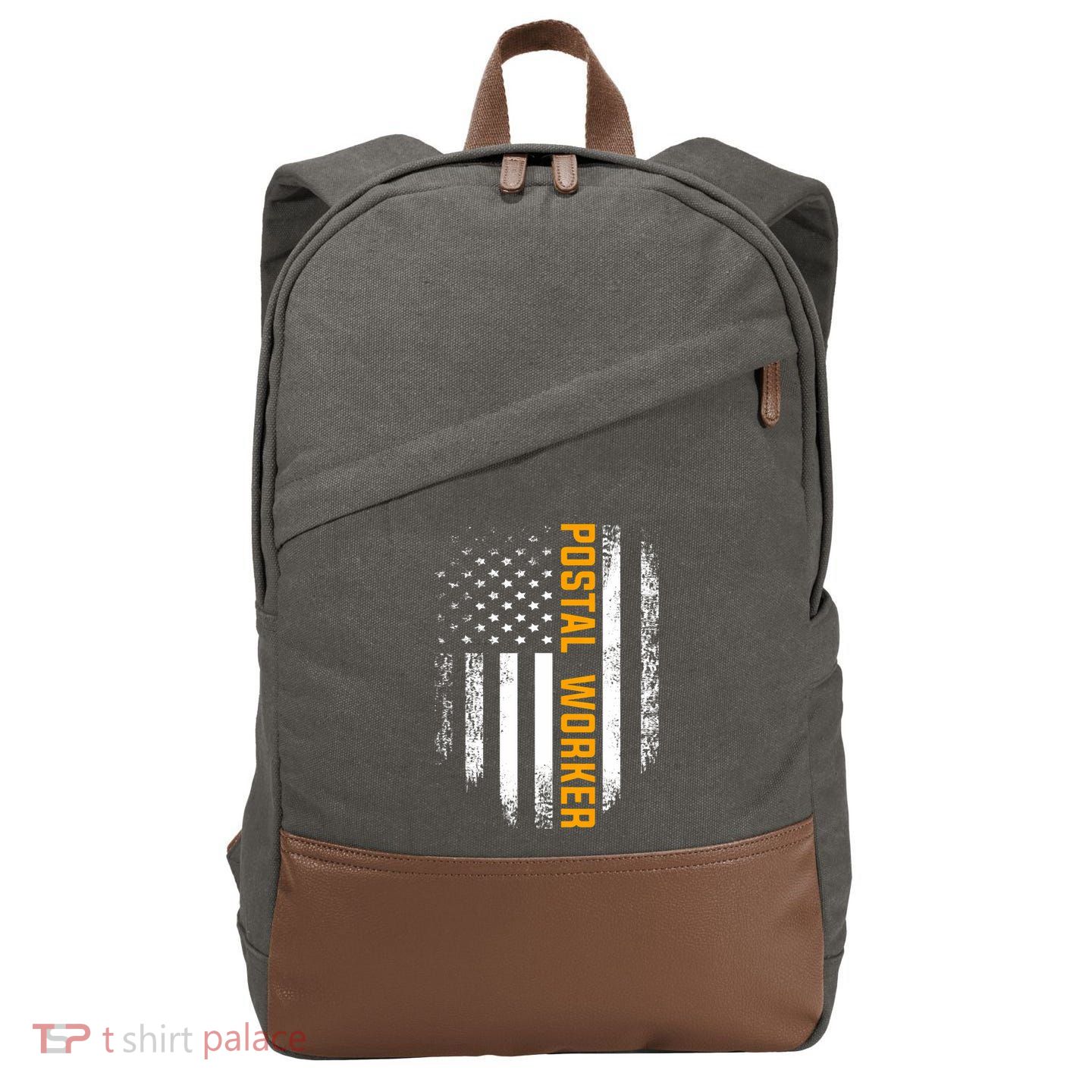 Vintage Postal Worker American Flag Us Postal Service Gift Cotton Canvas Backpack