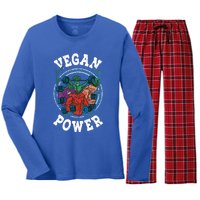 Vegan Power Workout Vegetable Vegan Day Vegetarian Gift Women's Long Sleeve Flannel Pajama Set 