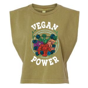 Vegan Power Workout Vegetable Vegan Day Vegetarian Gift Garment-Dyed Women's Muscle Tee