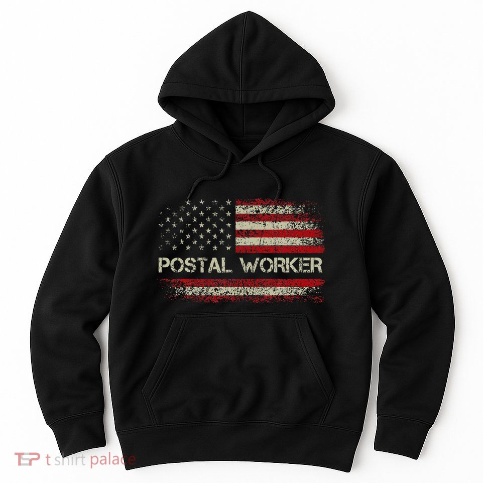 Vintage Postal Worker American Flag Us Postal Service Hoodie