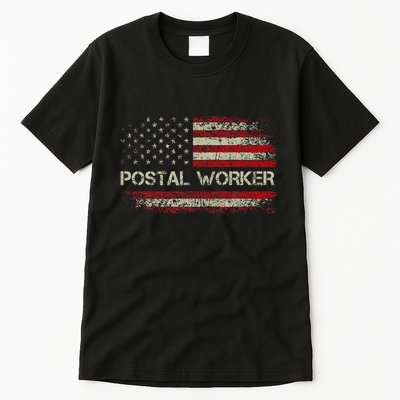 Vintage Postal Worker American Flag Us Postal Service Tall T-Shirt