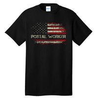 Vintage Postal Worker American Flag Us Postal Service Tall T-Shirt