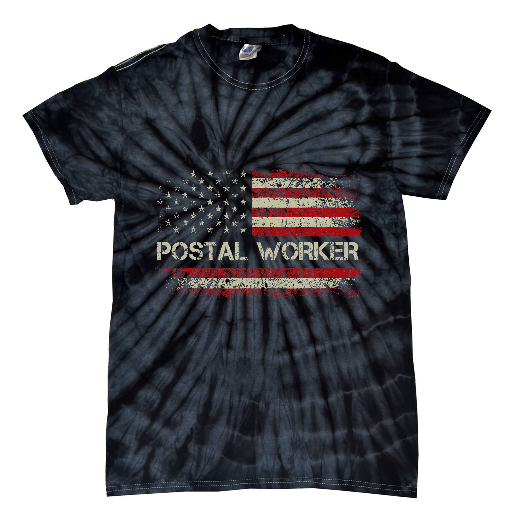 Vintage Postal Worker American Flag Us Postal Service Tie-Dye T-Shirt