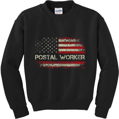 Vintage Postal Worker American Flag Us Postal Service Kids Sweatshirt