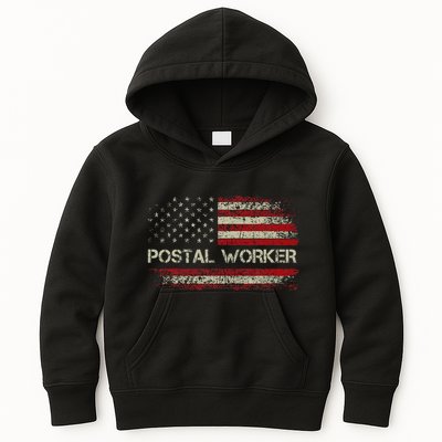Vintage Postal Worker American Flag Us Postal Service Kids Hoodie