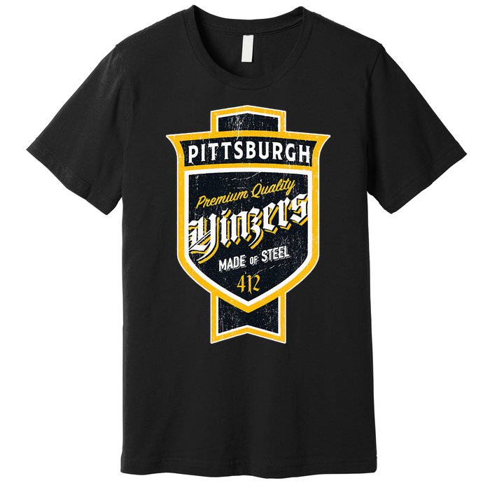 Vintage Pittsburgh Yinzer Beer Label Yinzer Pride Premium T-Shirt