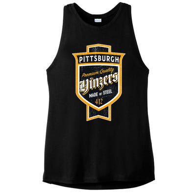 Vintage Pittsburgh Yinzer Beer Label Yinzer Pride Ladies PosiCharge Tri-Blend Wicking Tank