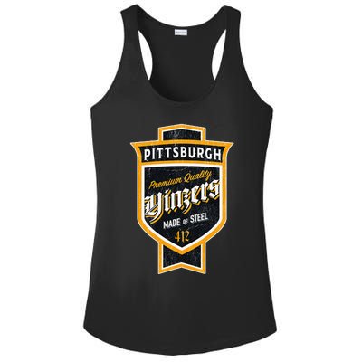 Vintage Pittsburgh Yinzer Beer Label Yinzer Pride Ladies PosiCharge Competitor Racerback Tank