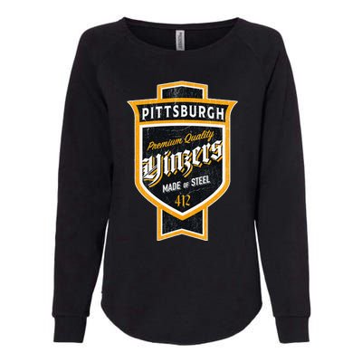 Vintage Pittsburgh Yinzer Beer Label Yinzer Pride Womens California Wash Sweatshirt