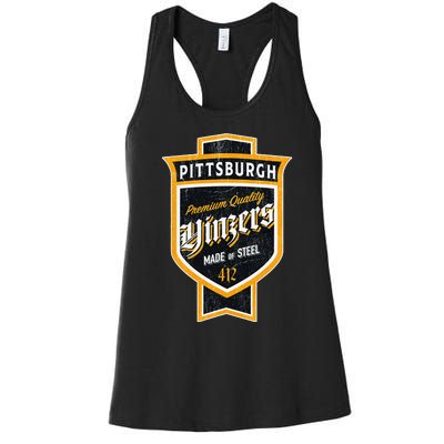 Vintage Pittsburgh Yinzer Beer Label Yinzer Pride Women's Racerback Tank