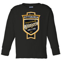 Vintage Pittsburgh Yinzer Beer Label Yinzer Pride Toddler Long Sleeve Shirt