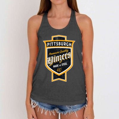 Vintage Pittsburgh Yinzer Beer Label Yinzer Pride Women's Knotted Racerback Tank