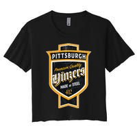 Vintage Pittsburgh Yinzer Beer Label Yinzer Pride Women's Crop Top Tee