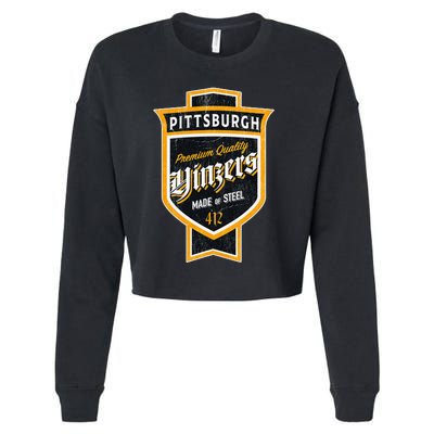 Vintage Pittsburgh Yinzer Beer Label Yinzer Pride Cropped Pullover Crew