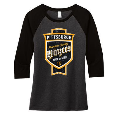 Vintage Pittsburgh Yinzer Beer Label Yinzer Pride Women's Tri-Blend 3/4-Sleeve Raglan Shirt