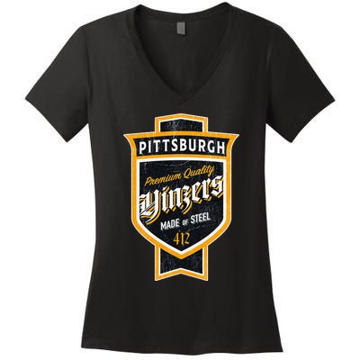 Vintage Pittsburgh Yinzer Beer Label Yinzer Pride Women's V-Neck T-Shirt