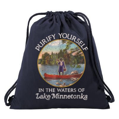 Vintage Purify Yourself In The Waters Of Lake Minnetonka Drawstring Bag