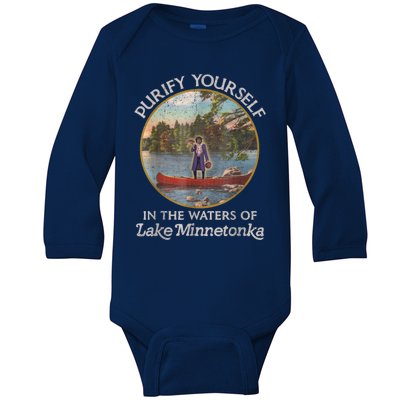 Vintage Purify Yourself In The Waters Of Lake Minnetonka Baby Long Sleeve Bodysuit