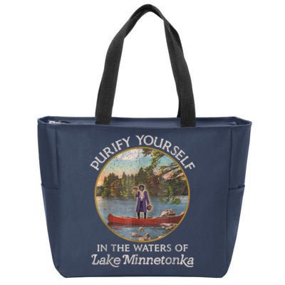 Vintage Purify Yourself In The Waters Of Lake Minnetonka Zip Tote Bag