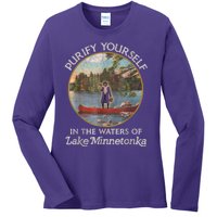 Vintage Purify Yourself In The Waters Of Lake Minnetonka Ladies Long Sleeve Shirt