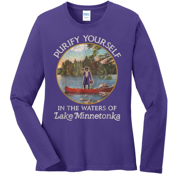 Vintage Purify Yourself In The Waters Of Lake Minnetonka Ladies Long Sleeve Shirt