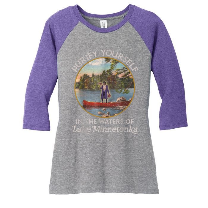 Vintage Purify Yourself In The Waters Of Lake Minnetonka Women's Tri-Blend 3/4-Sleeve Raglan Shirt