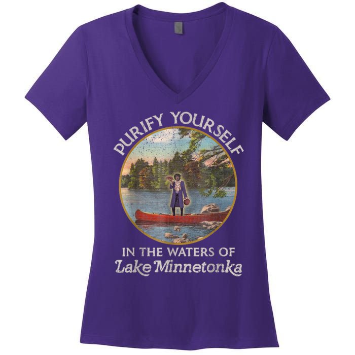 Vintage Purify Yourself In The Waters Of Lake Minnetonka Women's V-Neck T-Shirt