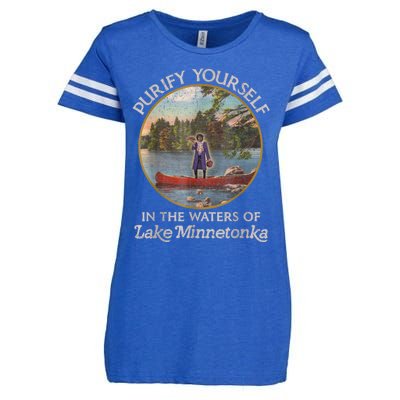 Vintage Purify Yourself In The Waters Of Lake Minnetonka Enza Ladies Jersey Football T-Shirt